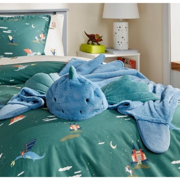 Kids Blue Dragon Hooded Blanket Robe with‎ Mitts Fantasy Theme - Picture 3 of 3